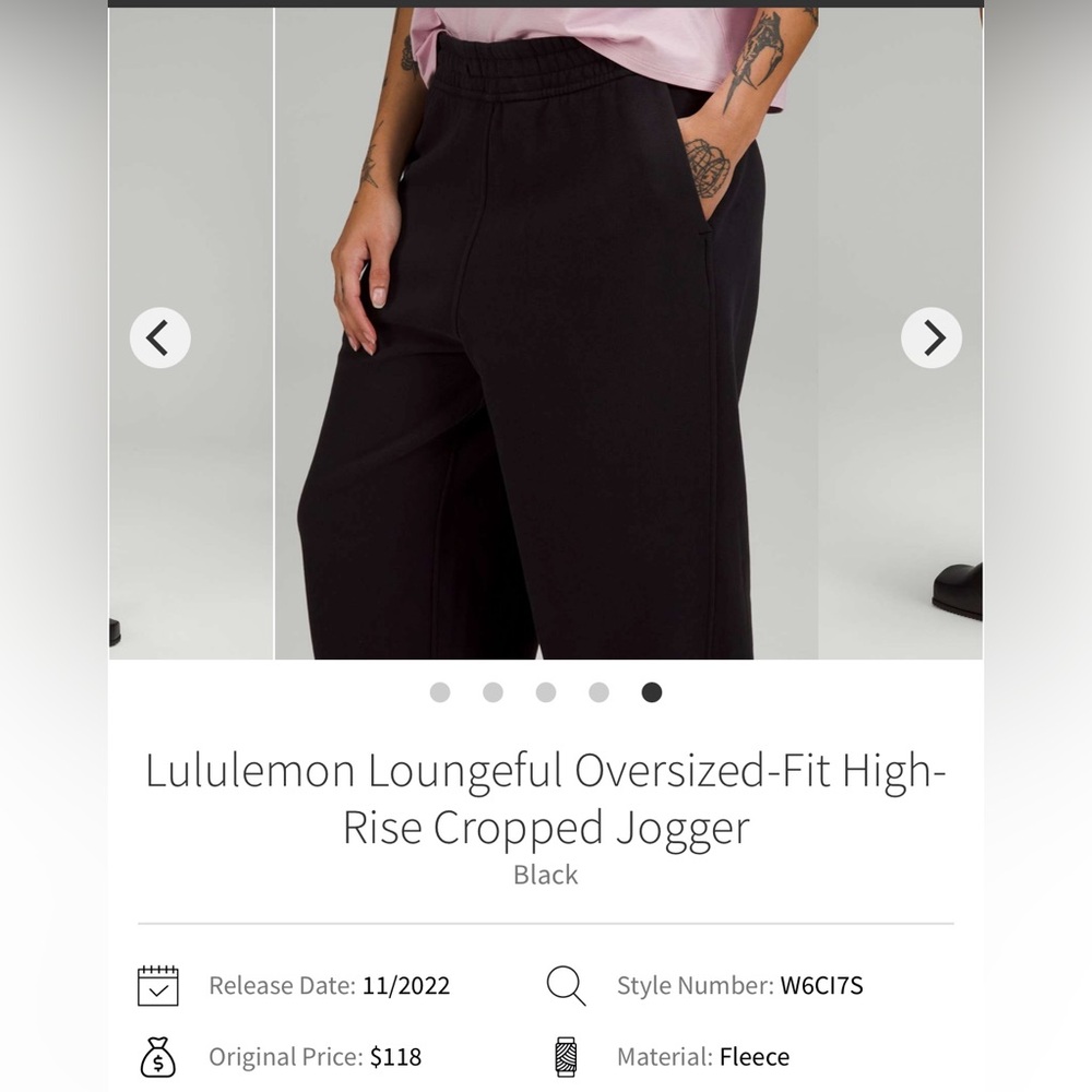 Lululemon Loungeful Oversized-Fit High-Rise Cropped Jogger
Black size 4 new